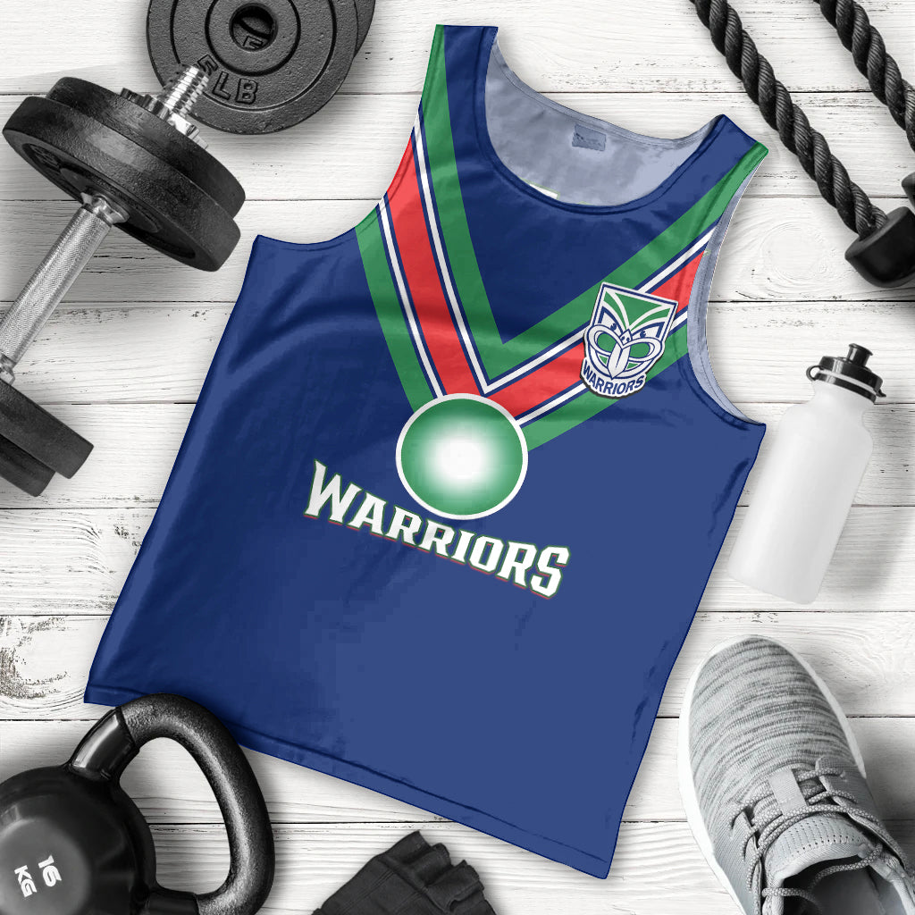 Personalised Warriors Rugby Men Tank Top New Zealand Sporty Blue Style - Vibe Hoodie Shop