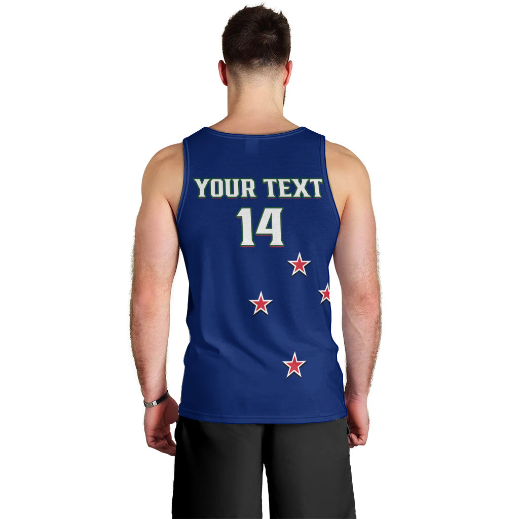 Personalised Warriors Rugby Men Tank Top New Zealand Sporty Blue Style - Vibe Hoodie Shop