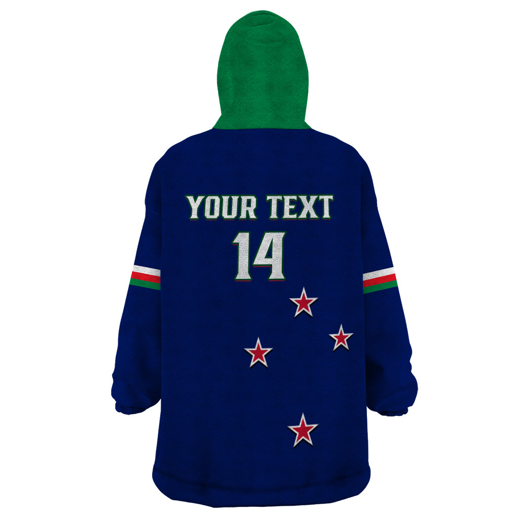 Personalised Warriors Rugby Wearable Blanket Hoodie New Zealand Sporty Blue Style - Vibe Hoodie Shop