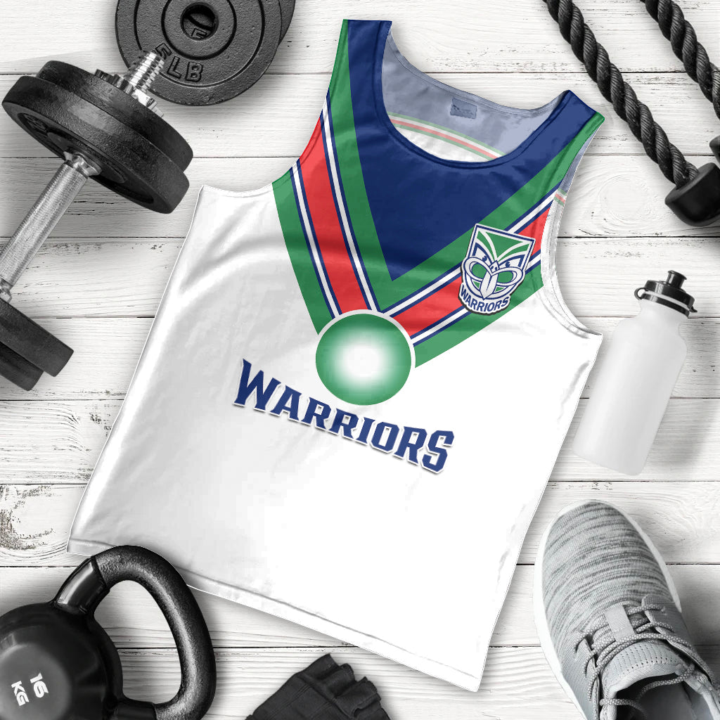 Personalised Warriors Rugby Men Tank Top New Zealand Sporty White Style - Vibe Hoodie Shop