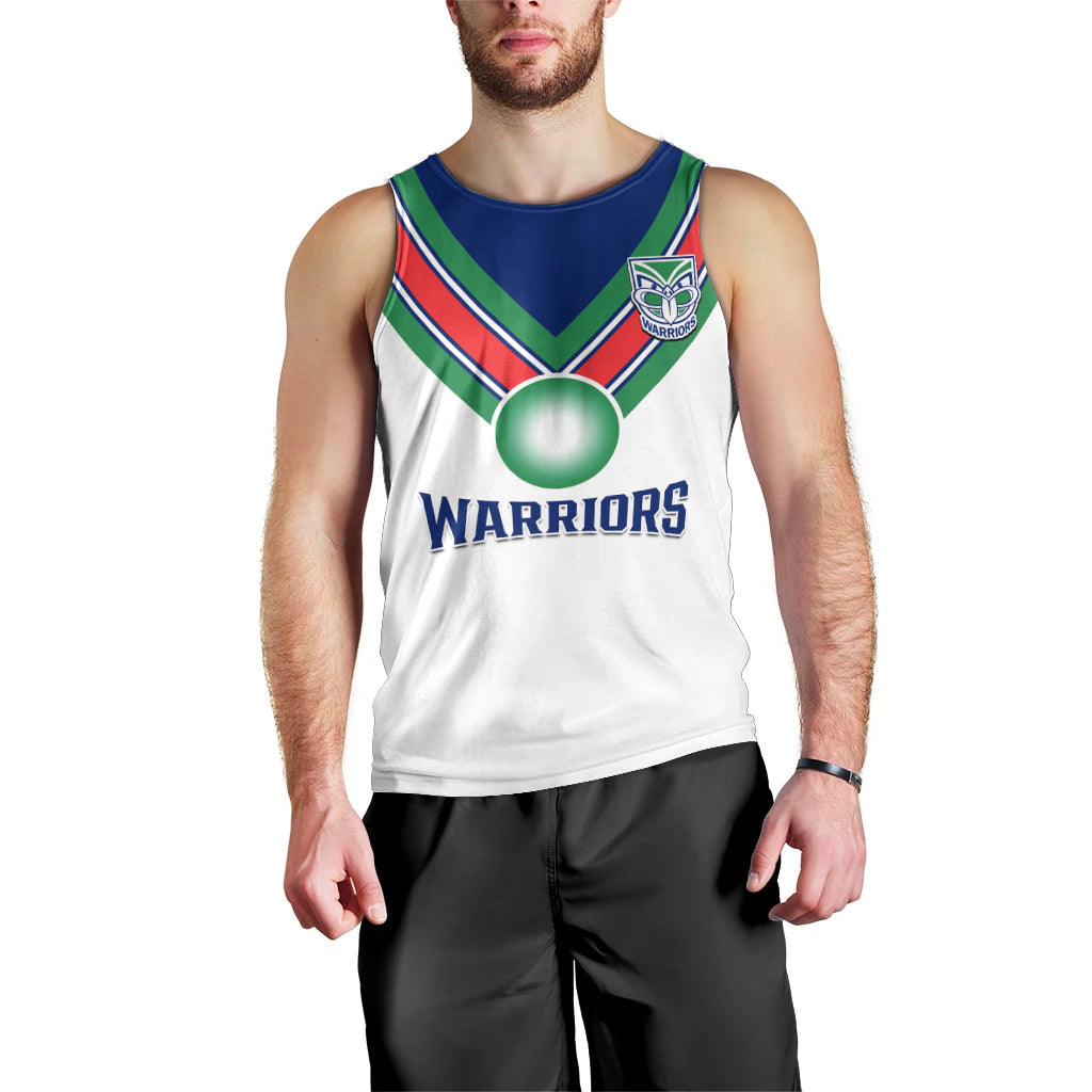 Personalised Warriors Rugby Men Tank Top New Zealand Sporty White Style - Vibe Hoodie Shop