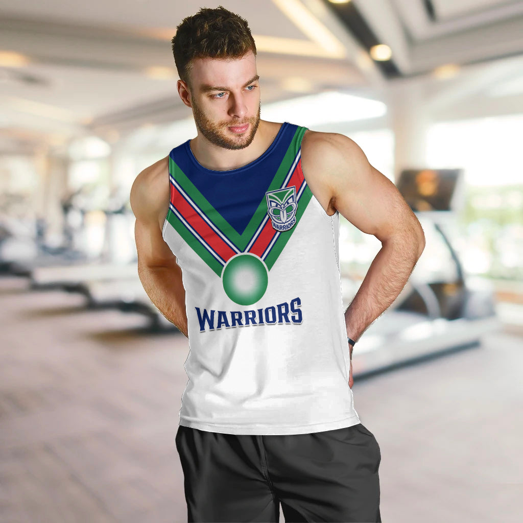 Personalised Warriors Rugby Men Tank Top New Zealand Sporty White Style - Vibe Hoodie Shop