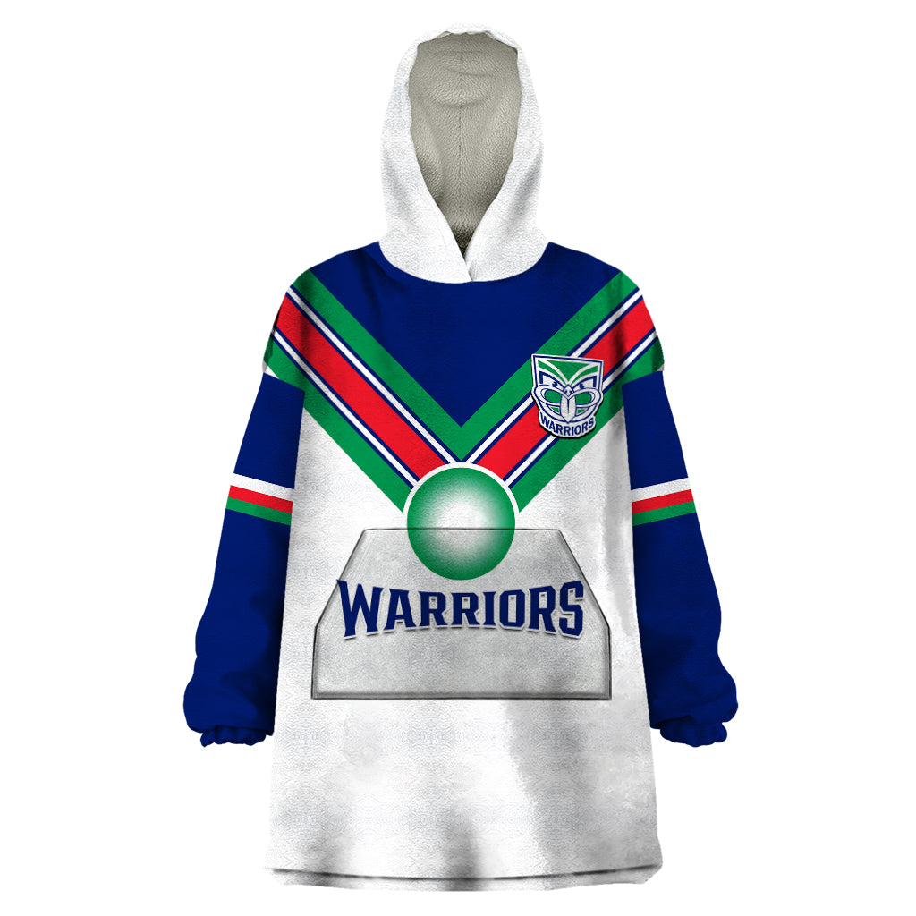 Personalised Warriors Rugby Wearable Blanket Hoodie New Zealand Sporty White Style - Vibe Hoodie Shop