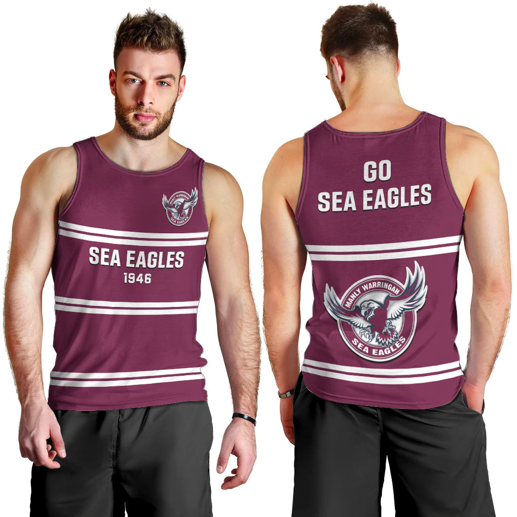 Sea Eagles Rugby 1946 Men Tank Top Manly Warringah Maroon Sporty Style - Vibe Hoodie Shop