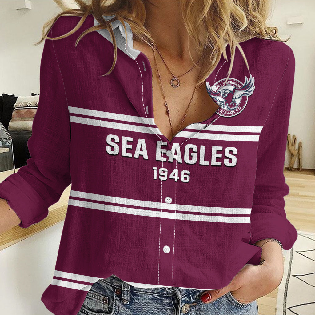 Sea Eagles Rugby 1946 Women Casual Shirt Manly Warringah Maroon Sporty Style - Vibe Hoodie Shop