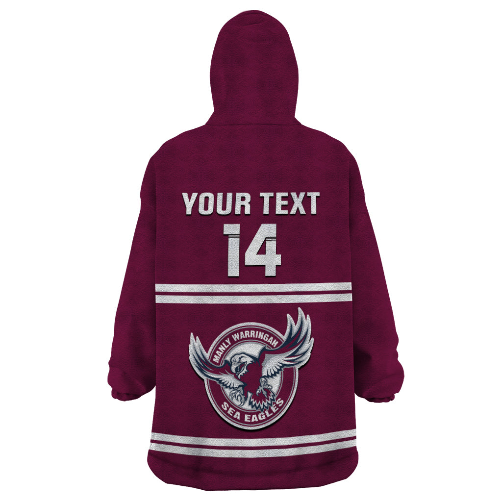 Personalised Sea Eagles Rugby 1946 Wearable Blanket Hoodie Manly Warringah Maroon Sporty Style - Vibe Hoodie Shop