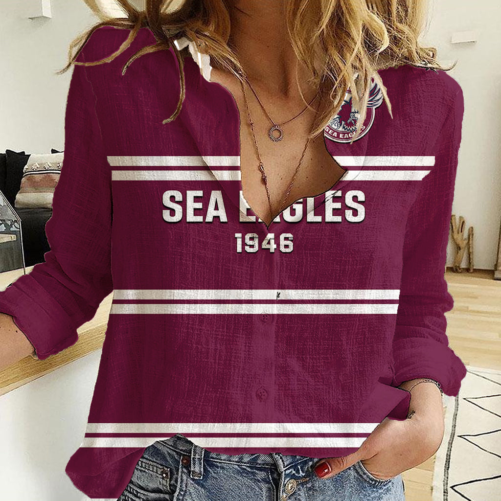 Personalised Sea Eagles Rugby 1946 Women Casual Shirt Manly Warringah Maroon Sporty Style - Vibe Hoodie Shop
