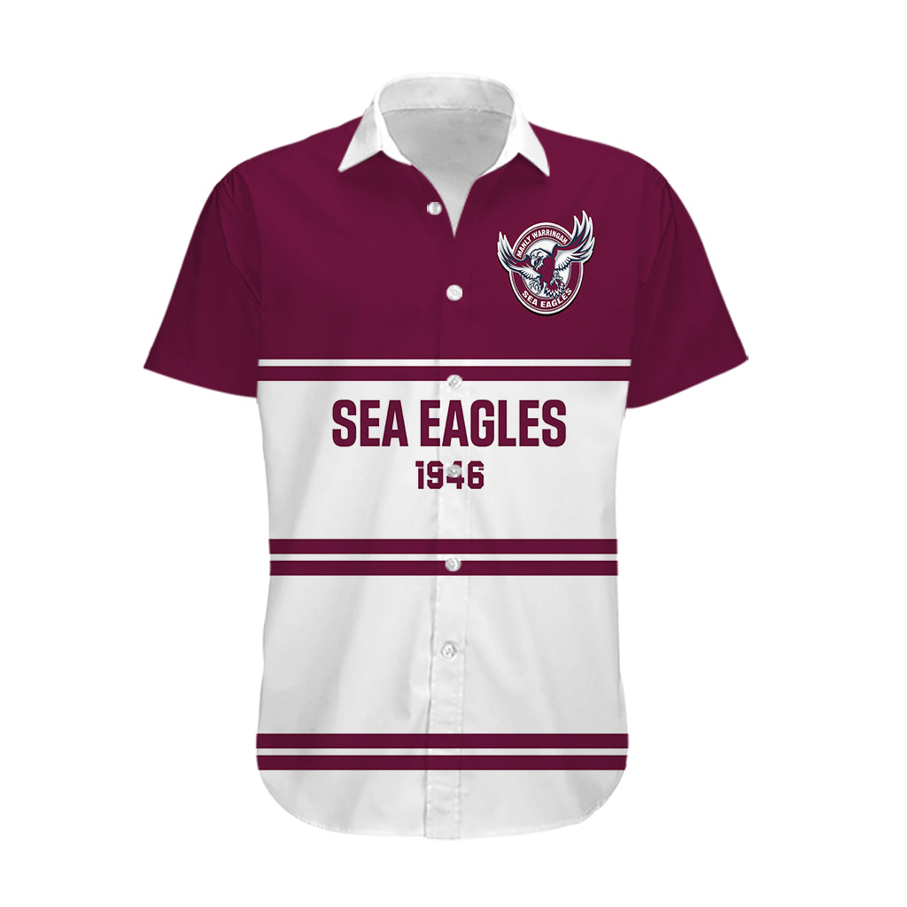 Sea Eagles Rugby 1946 Hawaiian Shirt Manly Warringah White Sporty Style - Vibe Hoodie Shop