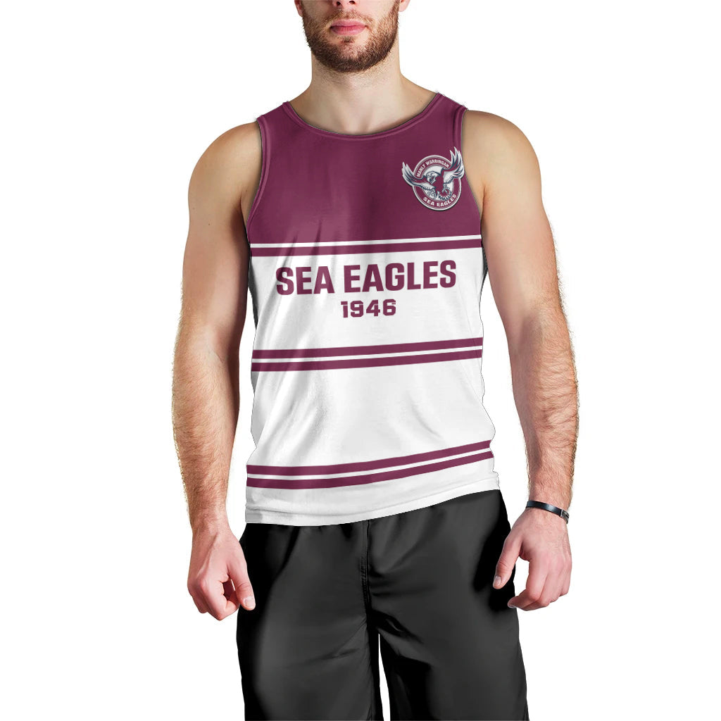 Sea Eagles Rugby 1946 Men Tank Top Manly Warringah White Sporty Style - Vibe Hoodie Shop