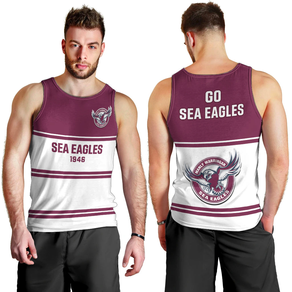 Sea Eagles Rugby 1946 Men Tank Top Manly Warringah White Sporty Style - Vibe Hoodie Shop