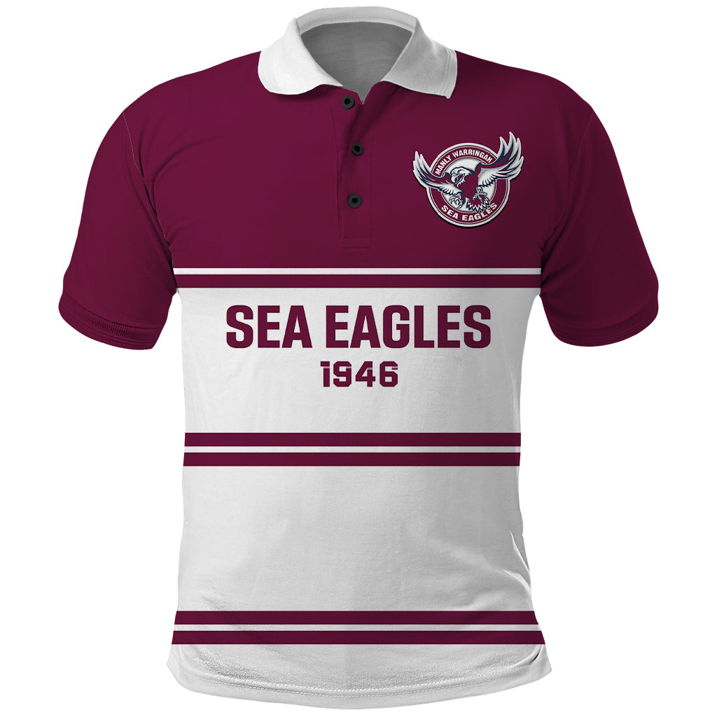 Sea Eagles Rugby 1946 Polo Shirt Manly Warringah White Sporty Style - Vibe Hoodie Shop