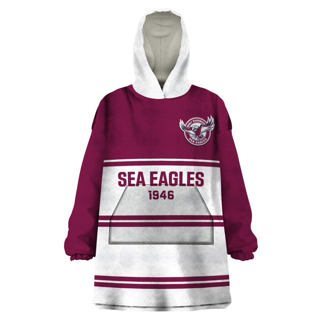 Sea Eagles Rugby 1946 Wearable Blanket Hoodie Manly Warringah White Sporty Style - Vibe Hoodie Shop