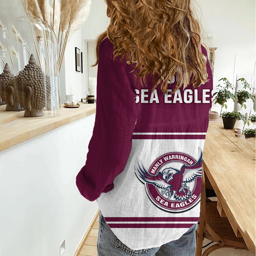Sea Eagles Rugby 1946 Women Casual Shirt Manly Warringah White Sporty Style - Vibe Hoodie Shop