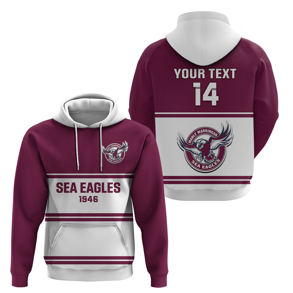 Personalised Sea Eagles Rugby 1946 Hoodie Manly Warringah White Sporty Style - Vibe Hoodie Shop