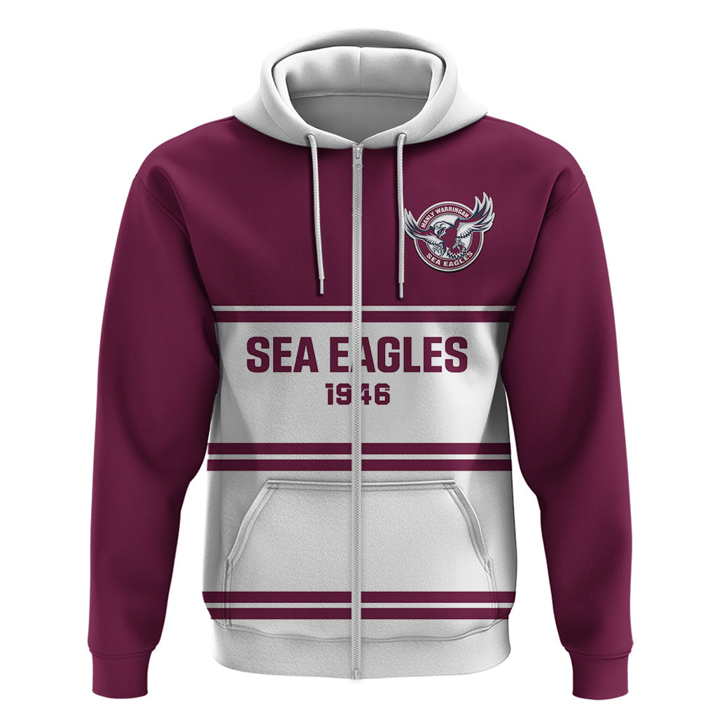 Personalised Sea Eagles Rugby 1946 Hoodie Manly Warringah White Sporty Style - Vibe Hoodie Shop