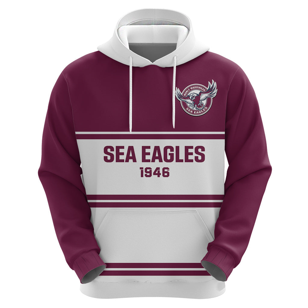 Personalised Sea Eagles Rugby 1946 Hoodie Manly Warringah White Sporty Style - Vibe Hoodie Shop