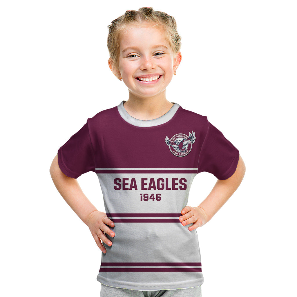 Personalised Sea Eagles Rugby 1946 Kid T Shirt Manly Warringah White Sporty Style - Vibe Hoodie Shop