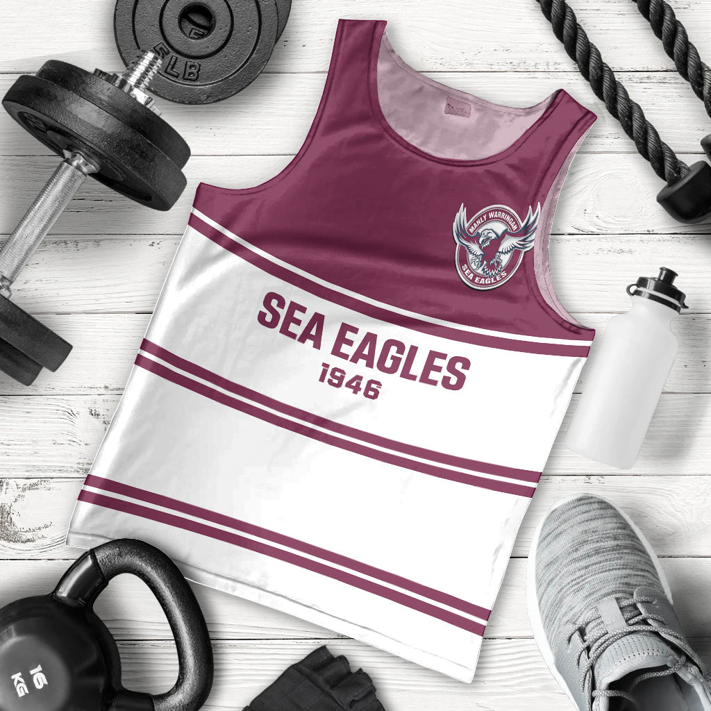 Personalised Sea Eagles Rugby 1946 Men Tank Top Manly Warringah White Sporty Style - Vibe Hoodie Shop