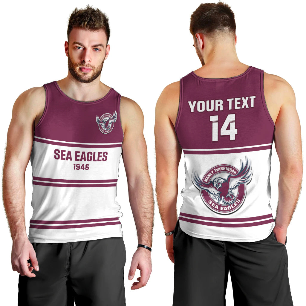 Personalised Sea Eagles Rugby 1946 Men Tank Top Manly Warringah White Sporty Style - Vibe Hoodie Shop