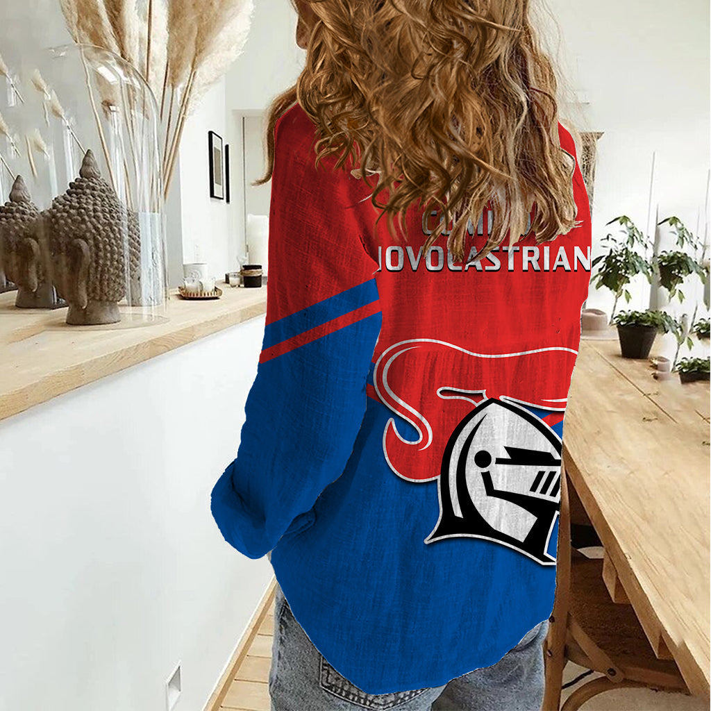 Newcastle Knights Rugby Women Casual Shirt Novocastrians Sporty Style - Vibe Hoodie Shop