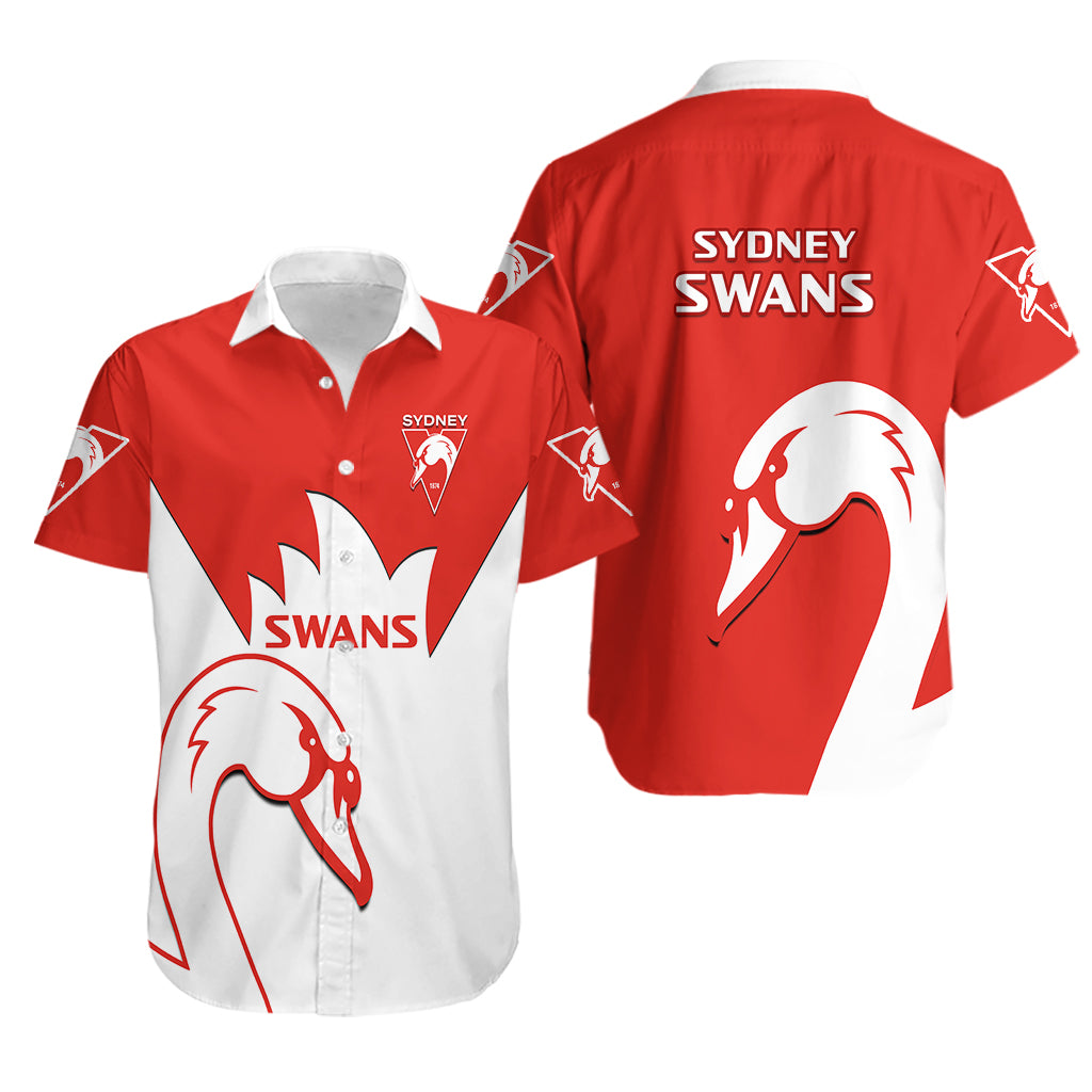 Sydney Swans Football Hawaiian Shirt Go Swannies Sporty Style - Vibe Hoodie Shop
