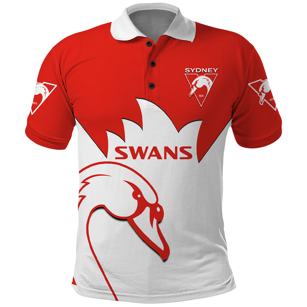 Sydney Swans Football Polo Shirt Go Swannies Sporty Style - Vibe Hoodie Shop