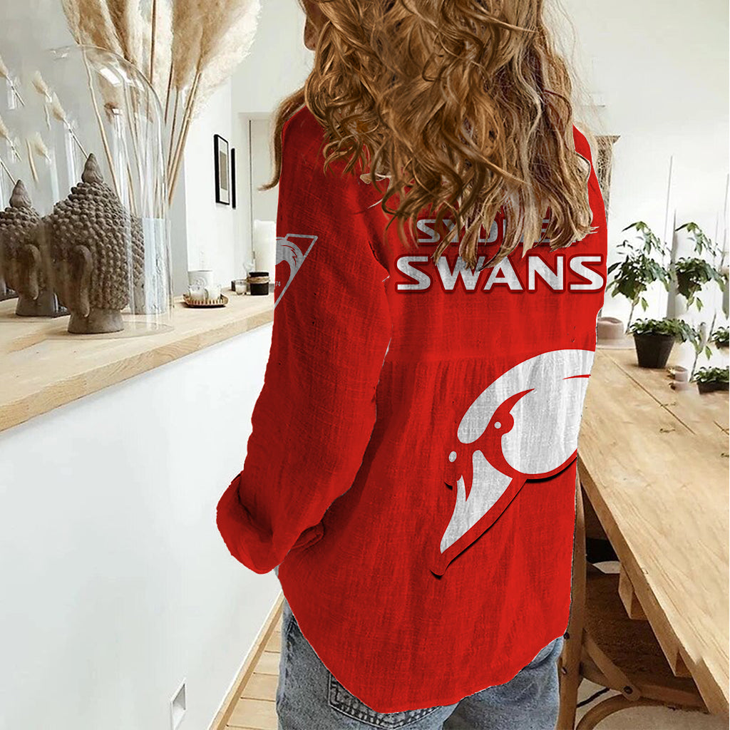 Sydney Swans Football Women Casual Shirt Go Swannies Sporty Style - Vibe Hoodie Shop
