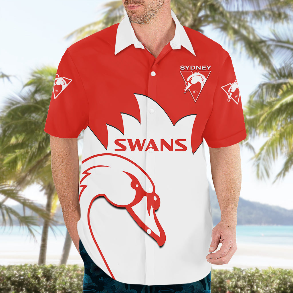 Personalised Sydney Swans Football Hawaiian Shirt Go Swannies Sporty Style - Vibe Hoodie Shop