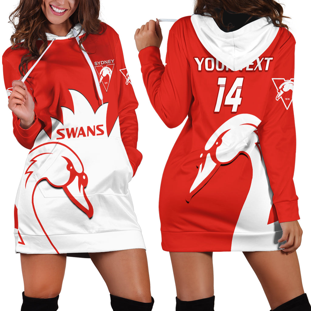 Personalised Sydney Swans Football Hoodie Dress Go Swannies Sporty Style - Vibe Hoodie Shop