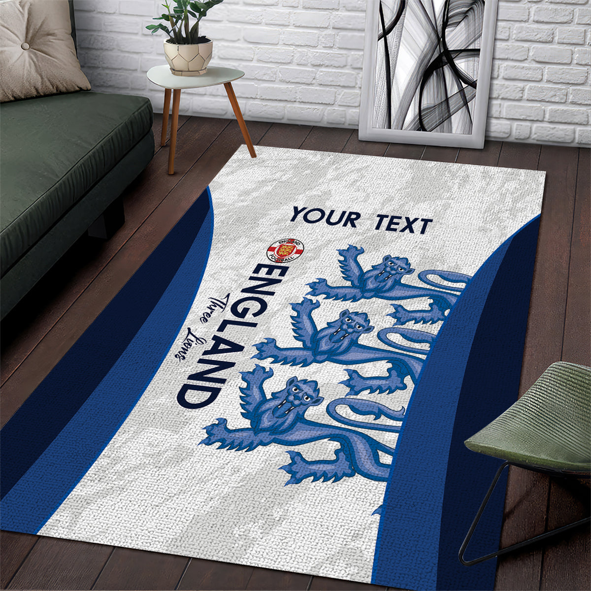 Custom England Football Area Rug 2024 Go Champions Three Lions - Vibe Hoodie Shop