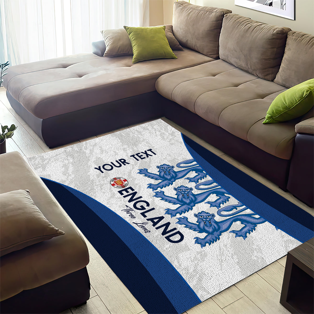 Custom England Football Area Rug 2024 Go Champions Three Lions - Vibe Hoodie Shop