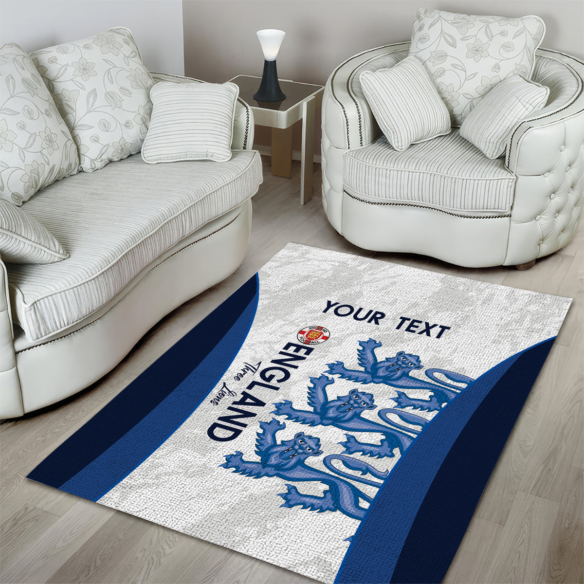 Custom England Football Area Rug 2024 Go Champions Three Lions - Vibe Hoodie Shop