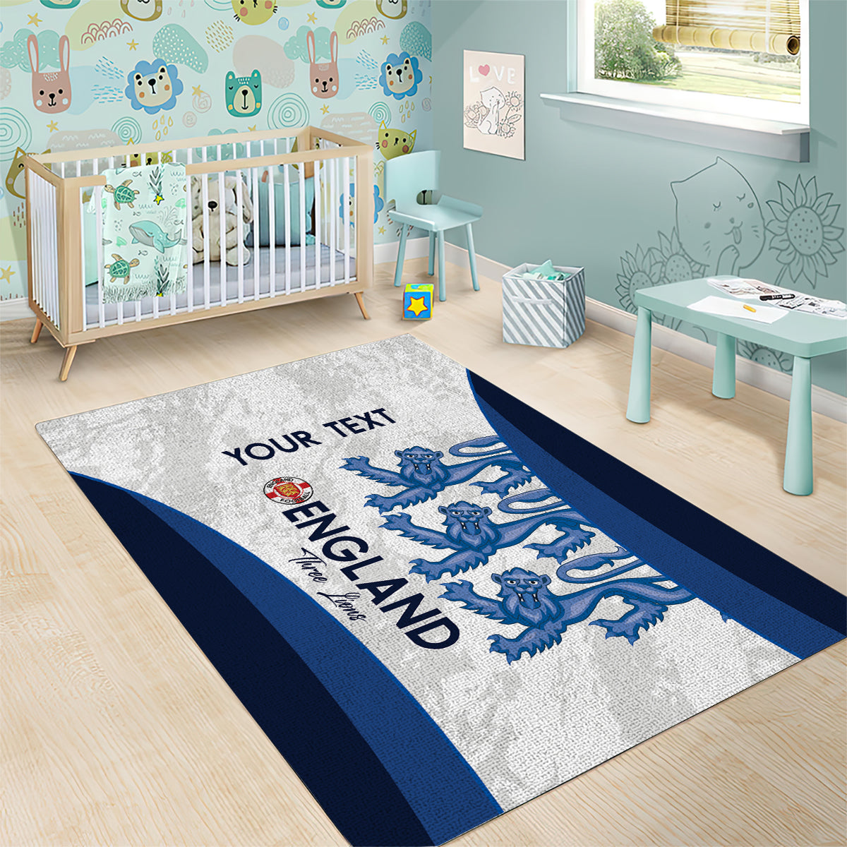 Custom England Football Area Rug 2024 Go Champions Three Lions - Vibe Hoodie Shop