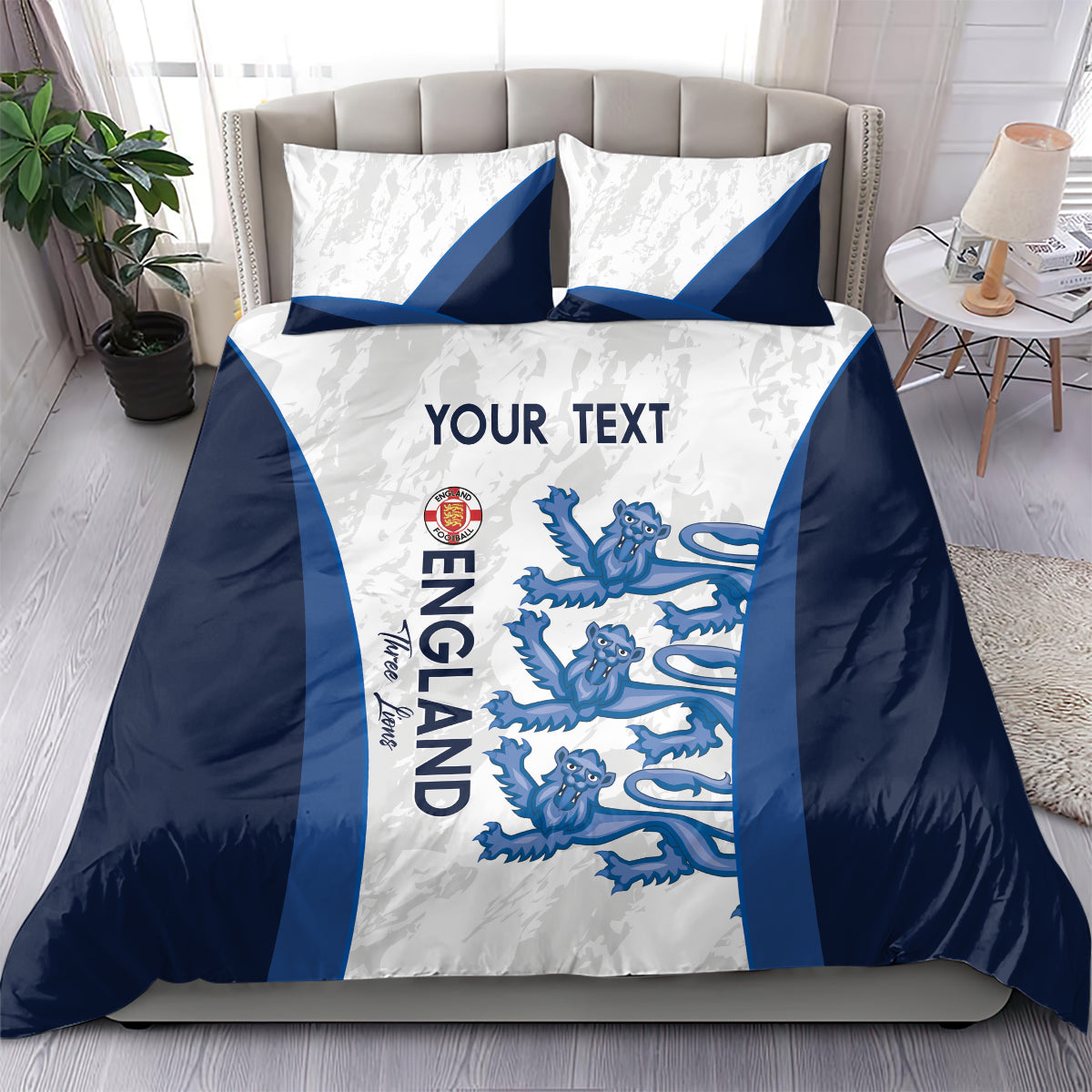 Custom England Football Bedding Set 2024 Go Champions Three Lions - Vibe Hoodie Shop