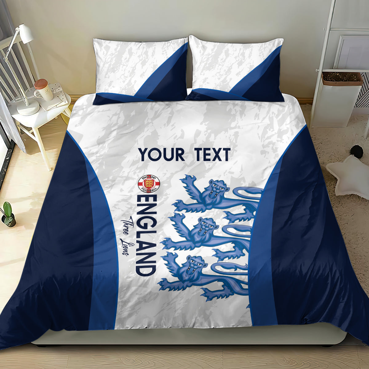 Custom England Football Bedding Set 2024 Go Champions Three Lions - Vibe Hoodie Shop