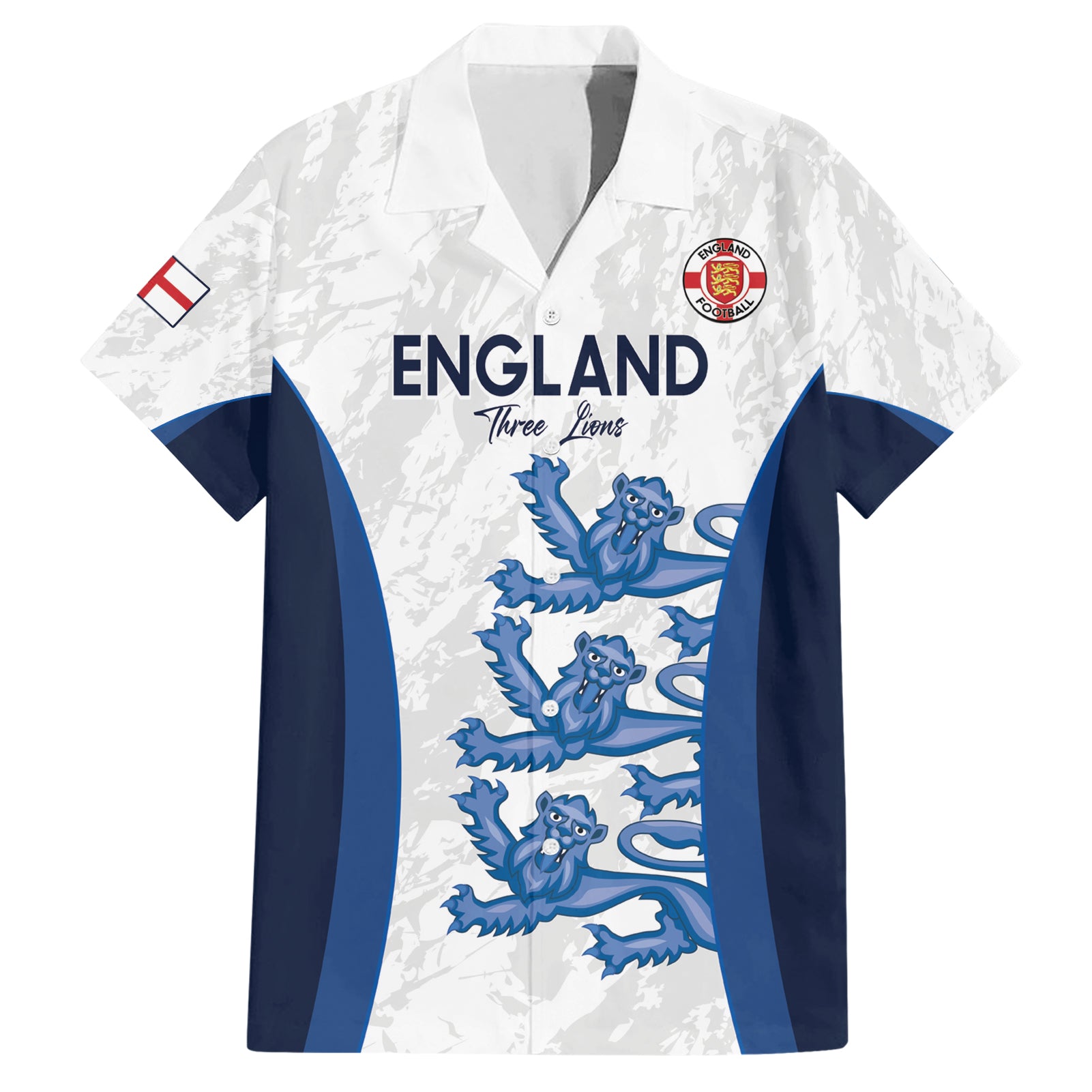 Custom England Football Hawaiian Shirt 2024 Go Champions Three Lions - Vibe Hoodie Shop