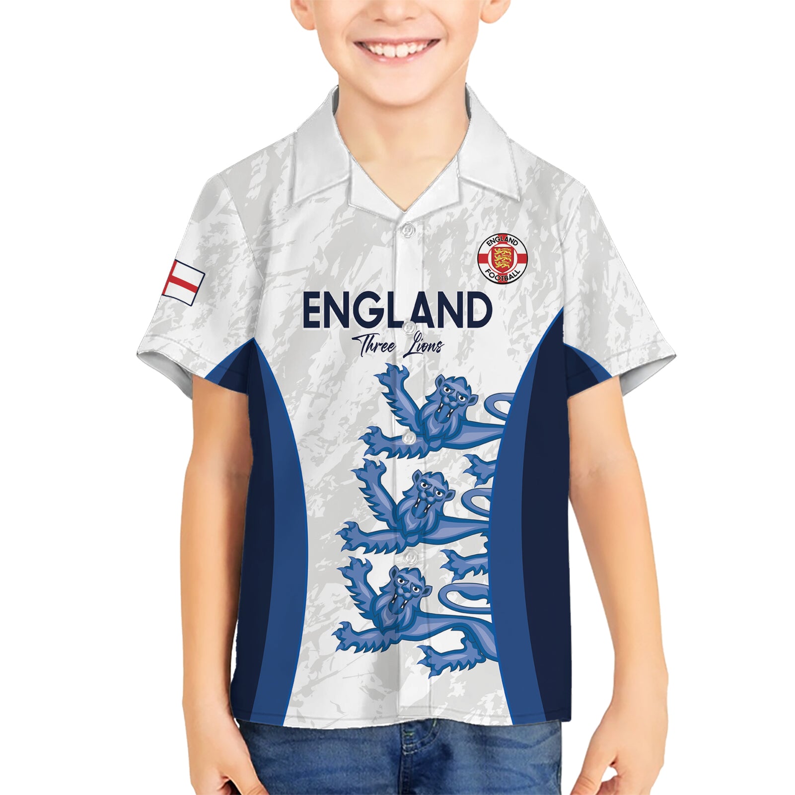 Custom England Football Hawaiian Shirt 2024 Go Champions Three Lions - Vibe Hoodie Shop