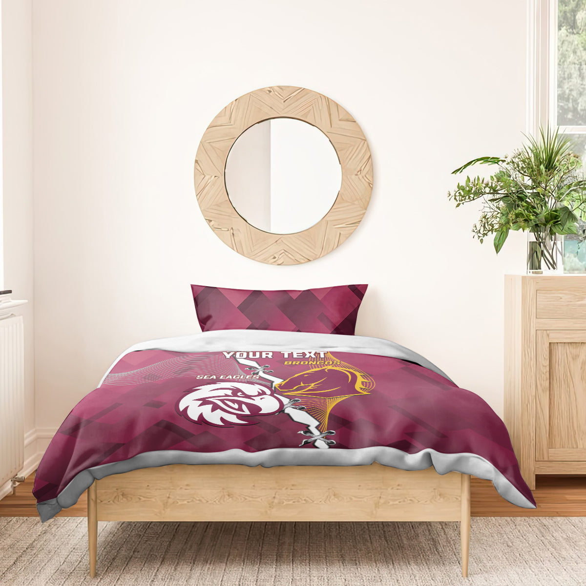 Personalised Broncos And Eagles Rugby Bedding Set Sporty Version - Vibe Hoodie Shop