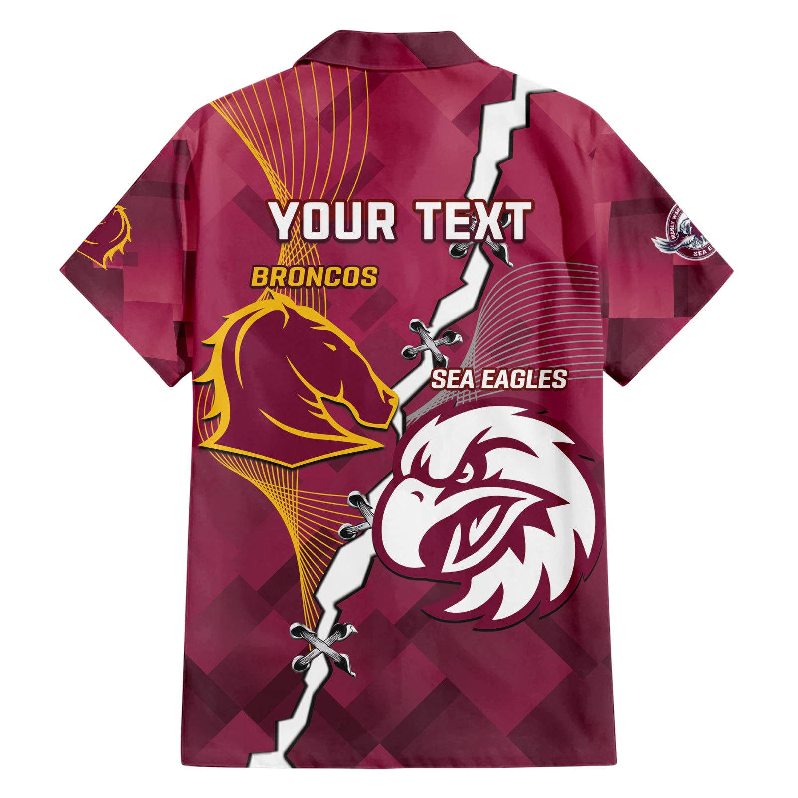 Personalised Broncos And Eagles Rugby Hawaiian Shirt Sporty Version - Vibe Hoodie Shop