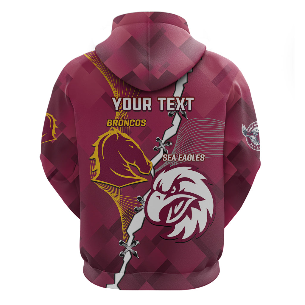 Personalised Broncos And Eagles Rugby Hoodie Sporty Version - Vibe Hoodie Shop