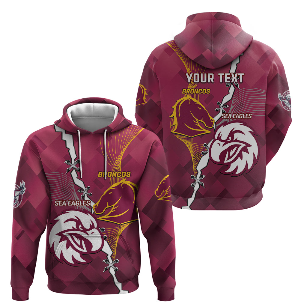 Personalised Broncos And Eagles Rugby Hoodie Sporty Version - Vibe Hoodie Shop