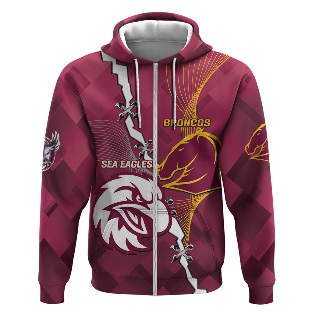Personalised Broncos And Eagles Rugby Hoodie Sporty Version - Vibe Hoodie Shop