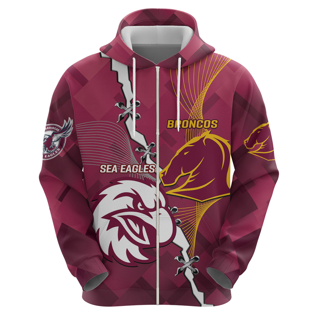Personalised Broncos And Eagles Rugby Hoodie Sporty Version - Vibe Hoodie Shop