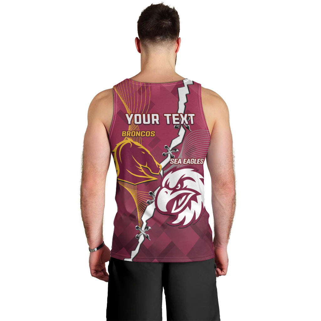 Personalised Broncos And Eagles Rugby Men Tank Top Sporty Version - Vibe Hoodie Shop