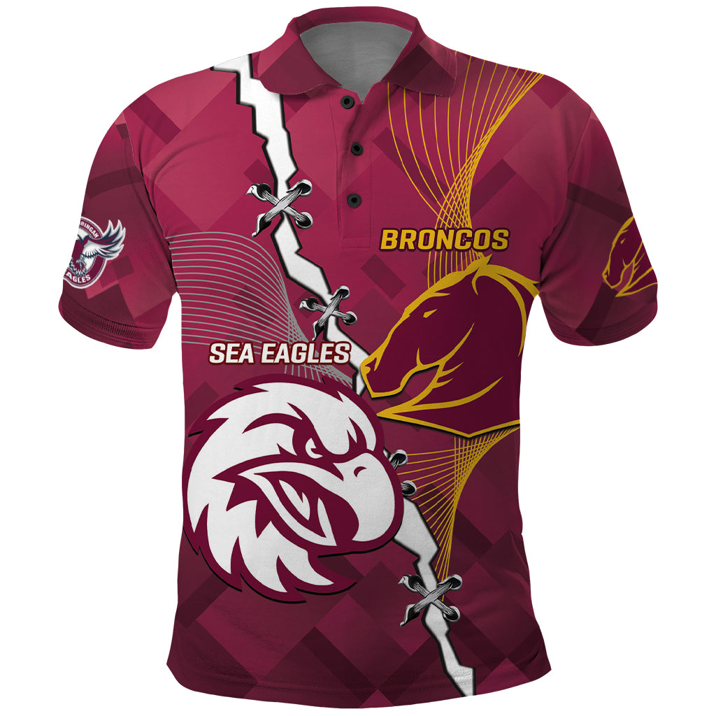Personalised Broncos And Eagles Rugby Polo Shirt Sporty Version - Vibe Hoodie Shop