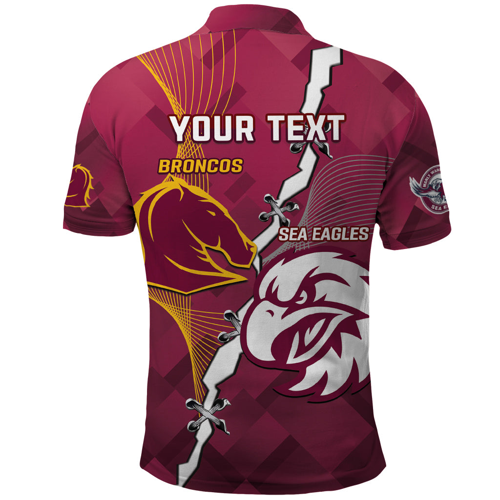 Personalised Broncos And Eagles Rugby Polo Shirt Sporty Version - Vibe Hoodie Shop