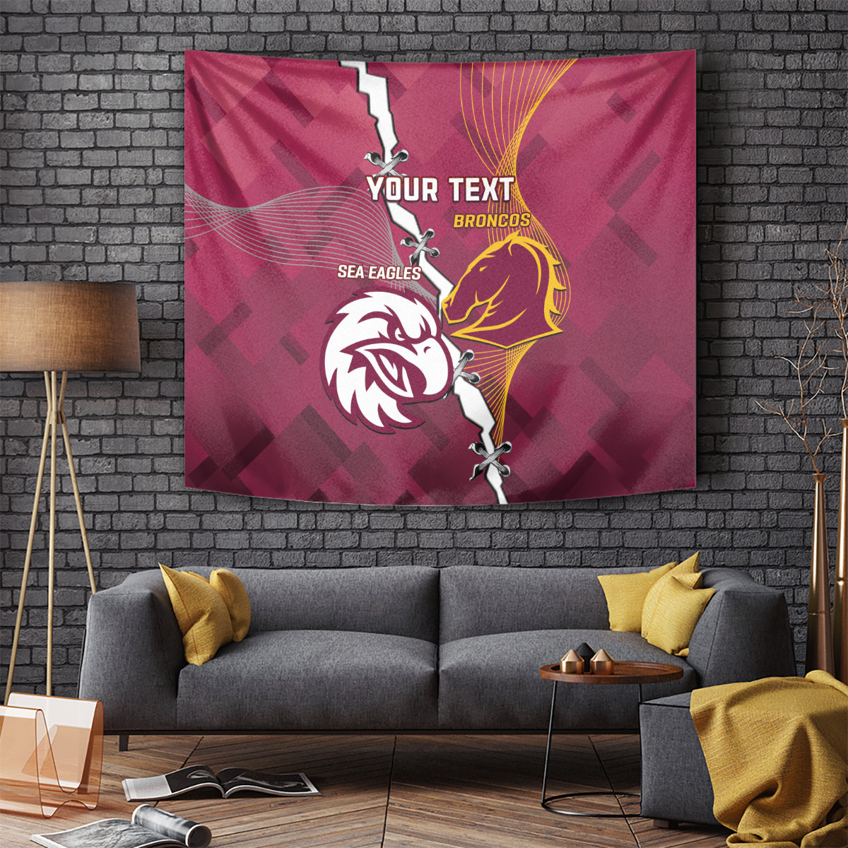 Personalised Broncos And Eagles Rugby Tapestry Sporty Version - Vibe Hoodie Shop