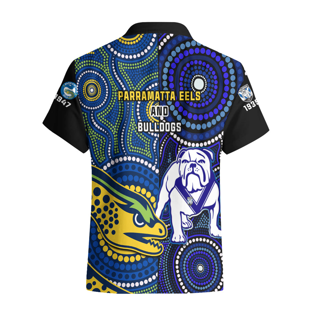 Bulldogs Mix Parramatta Eels Rugby Hawaiian Shirt Aboriginal Version - Vibe Hoodie Shop