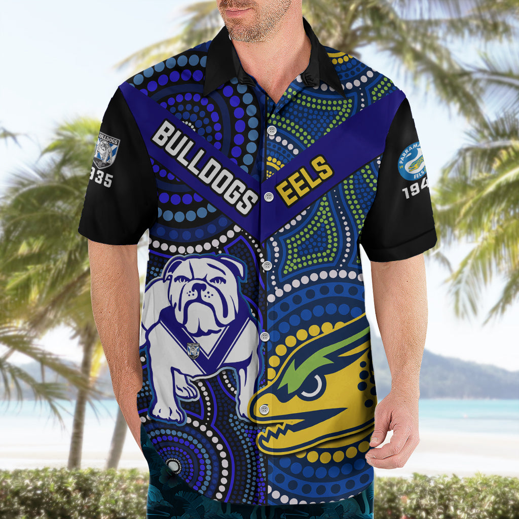 Bulldogs Mix Parramatta Eels Rugby Hawaiian Shirt Aboriginal Version - Vibe Hoodie Shop