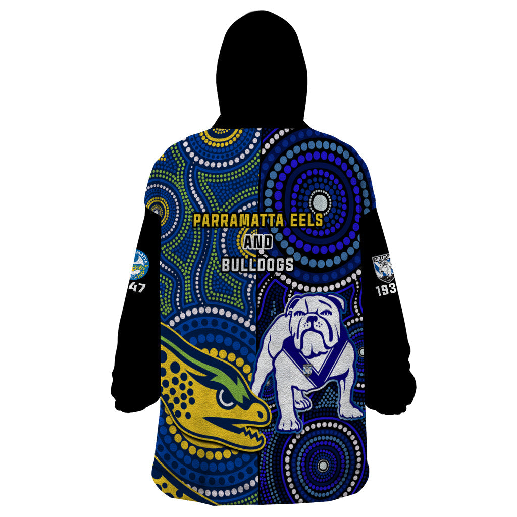 Bulldogs Mix Parramatta Eels Rugby Wearable Blanket Hoodie Aboriginal Version - Vibe Hoodie Shop